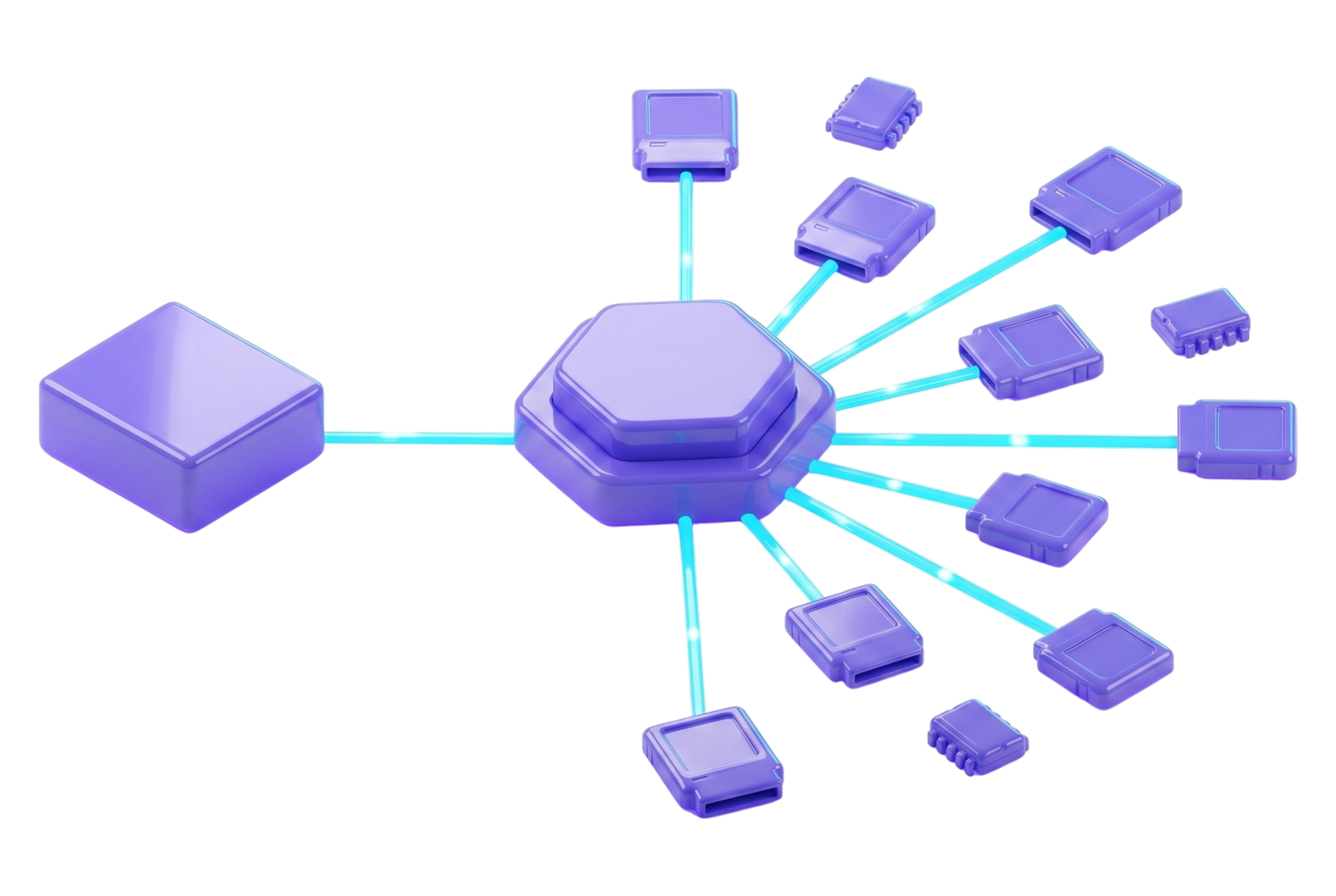 Game Aggregator API hub with provider connections 3D illustration